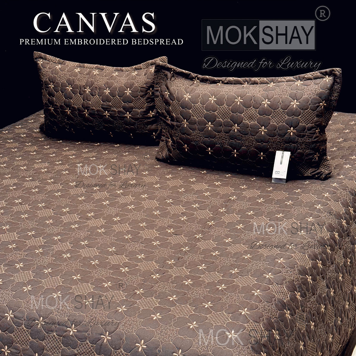 CANVAS • PREMIUM HEAVY HAND EMBROIDERED & MULTI QUILTED  BEDCOVER SET