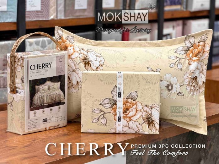 CHERRY • IDEAL FOR GIFTING 3PIECE BEDSHEET SET { 1+2 }