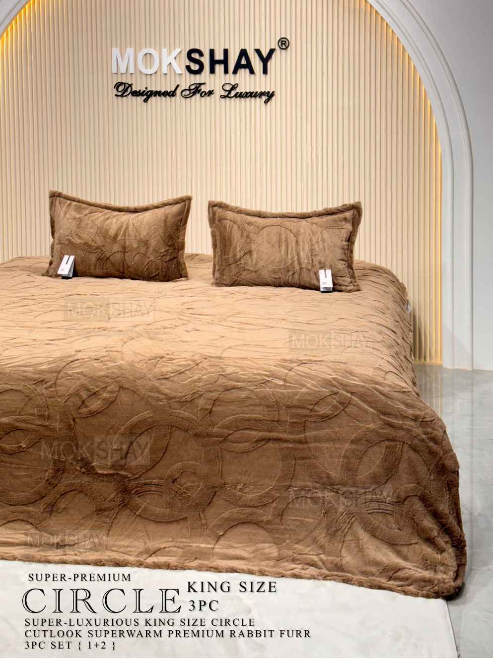 CIRCLE RABBIT • PREMIUM 500GSM CUTLOOK IMPORTED RABBIT FURR WARM ANTISKID BEDSHEET SET