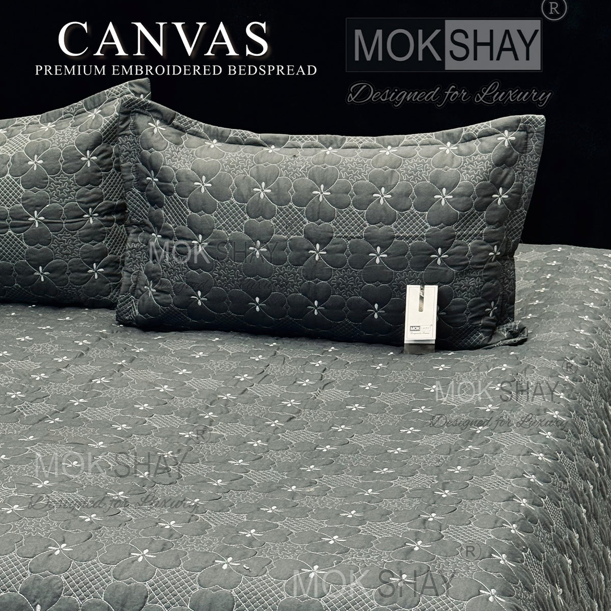 CANVAS • PREMIUM HEAVY HAND EMBROIDERED & MULTI QUILTED  BEDCOVER SET