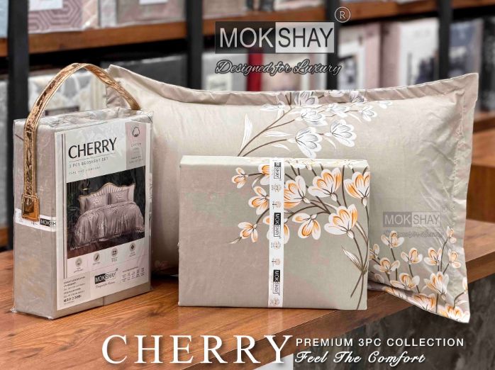 CHERRY • IDEAL FOR GIFTING 3PIECE BEDSHEET SET { 1+2 }