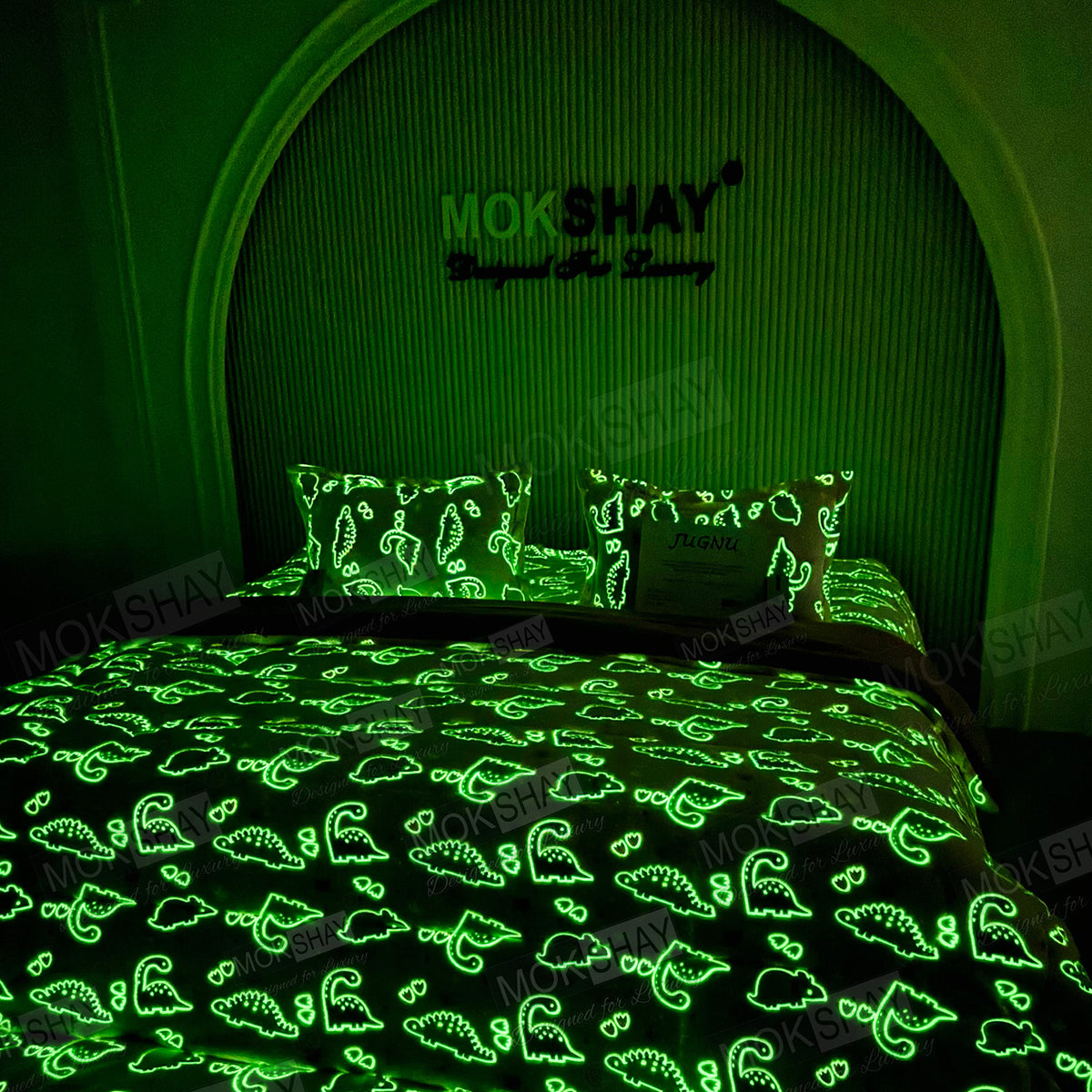 JUGNU •  GLOW PRINT GLOW IN THE DARK  WARM BEDSHEET SET { 1+2 }