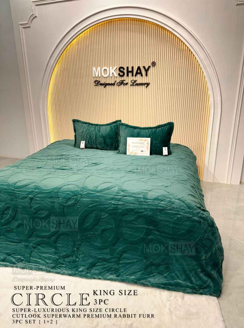 CIRCLE RABBIT • PREMIUM 500GSM CUTLOOK IMPORTED RABBIT FURR WARM ANTISKID BEDSHEET SET