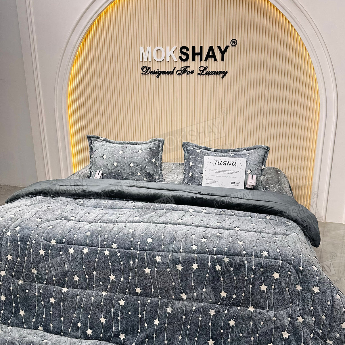 JUGNU •  GLOW PRINT GLOW IN THE DARK  WARM BEDSHEET SET { 1+2 }