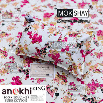 ANOKHI KING SIZE PURE COTTON BEDSHEET SET { 1+2 }