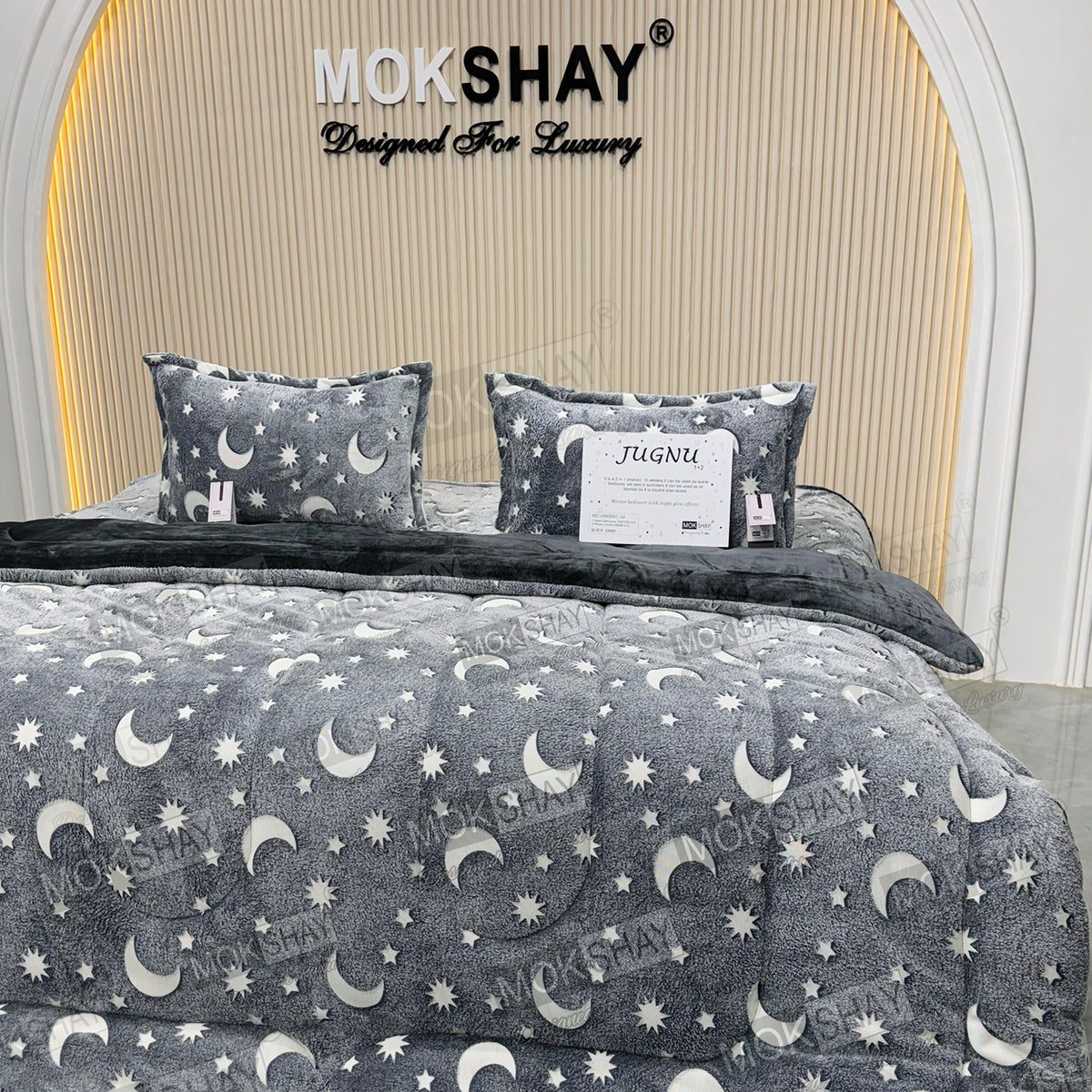 JUGNU •  GLOW PRINT GLOW IN THE DARK  WARM BEDSHEET SET { 1+2 }