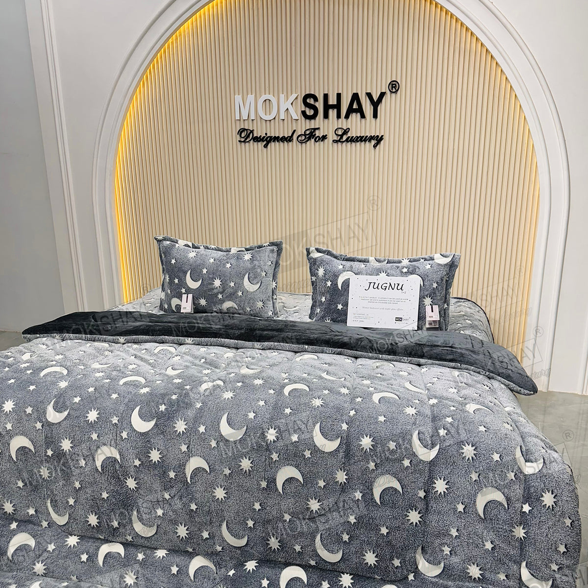 JUGNU •  GLOW PRINT GLOW IN THE DARK  WARM BEDSHEET SET { 1+2 }