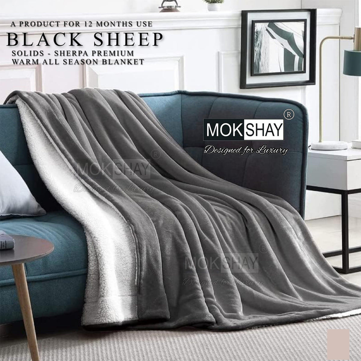BLACK SHEEP • PREMIUM WARM SOLID BY SHERPA DOUBLE PLY AC BLANKET / DUVET COVER