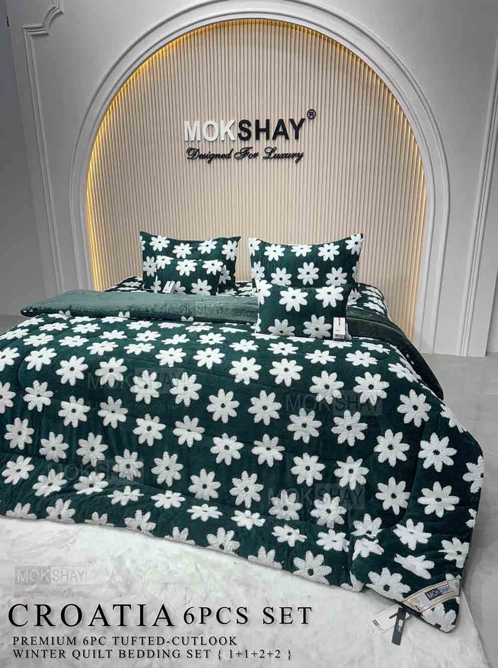 CROATIA  PREMIUM TUFTED-CUTLOOK WINTER 6PIECE QUILT BEDDING SET