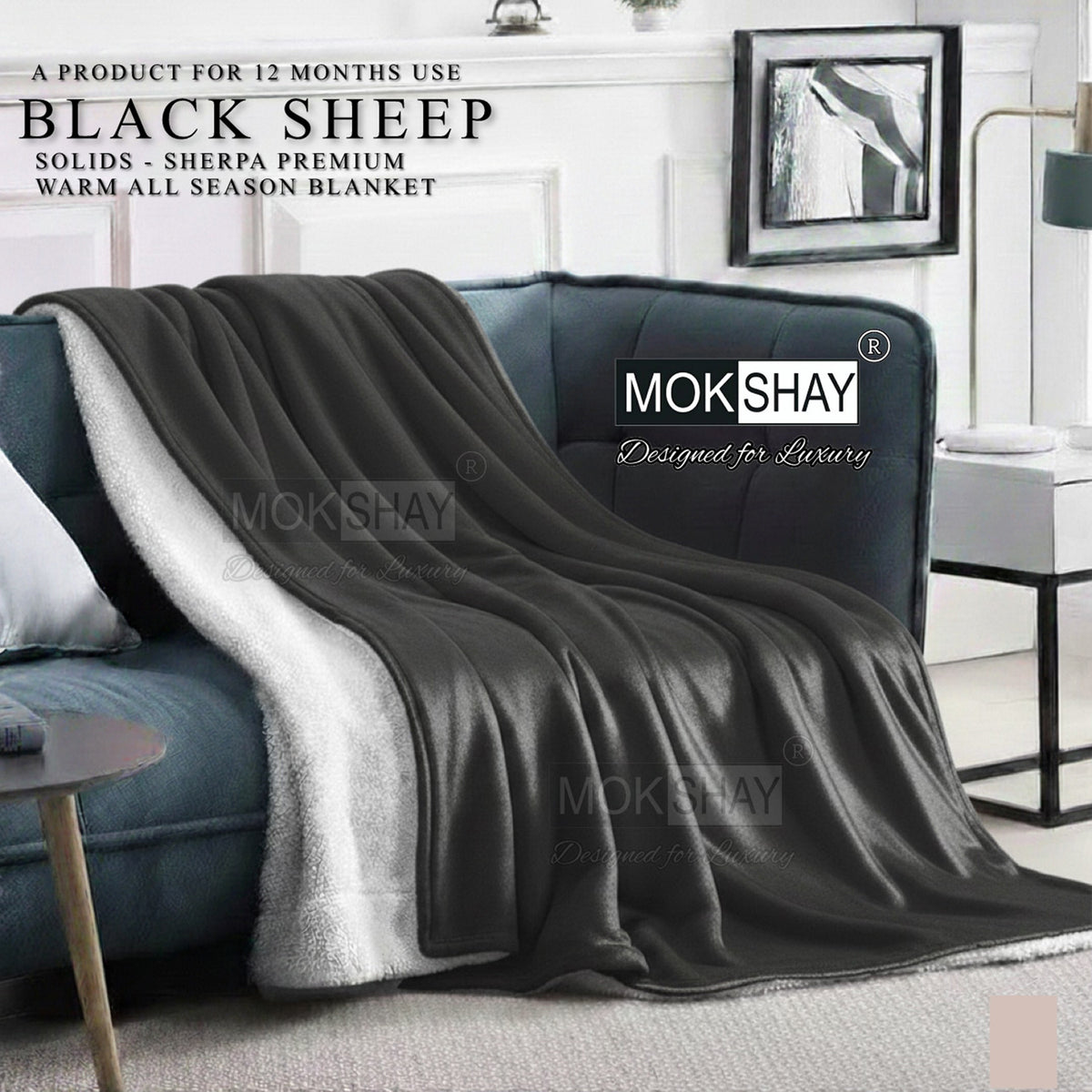 BLACK SHEEP • PREMIUM WARM SOLID BY SHERPA DOUBLE PLY AC BLANKET / DUVET COVER