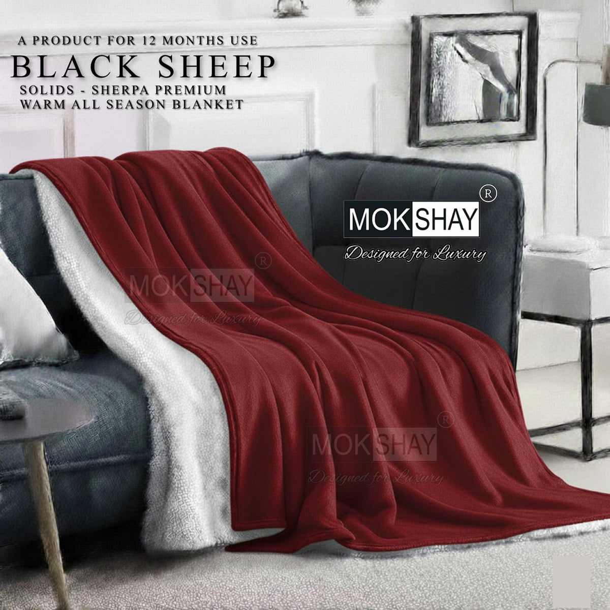 BLACK SHEEP • PREMIUM WARM SOLID BY SHERPA DOUBLE PLY AC BLANKET / DUVET COVER
