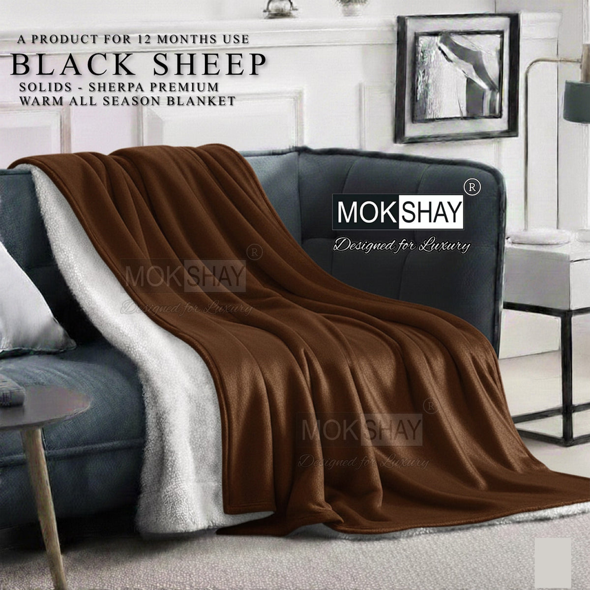 BLACK SHEEP • PREMIUM WARM SOLID BY SHERPA DOUBLE PLY AC BLANKET / DUVET COVER