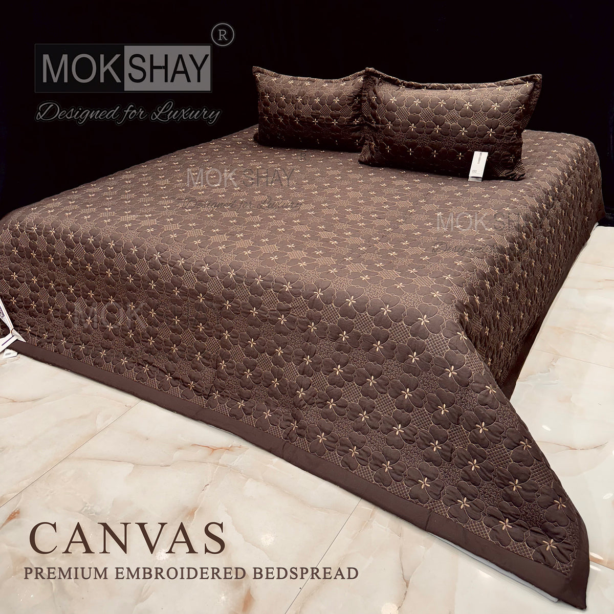 CANVAS • PREMIUM HEAVY HAND EMBROIDERED & MULTI QUILTED  BEDCOVER SET