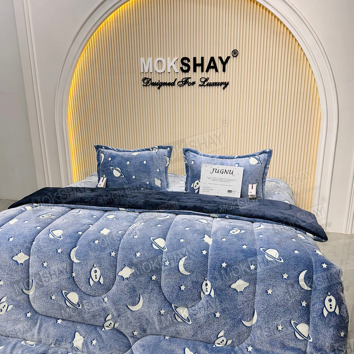JUGNU •  GLOW PRINT GLOW IN THE DARK  WARM BEDSHEET SET { 1+2 }