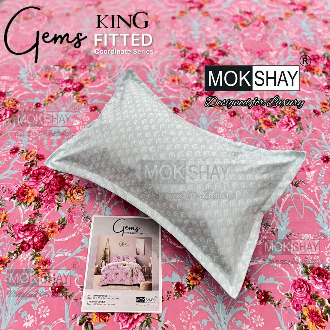 GEMS • KING SIZE 360° ELASTIC FITTED BEDSHEET SET { 1+2 }