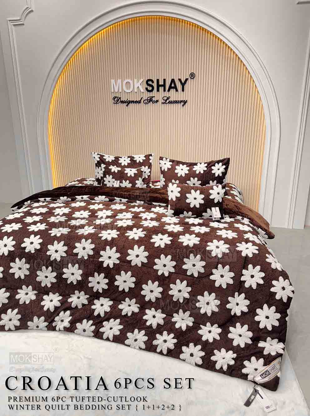 CROATIA  PREMIUM TUFTED-CUTLOOK WINTER 6PIECE QUILT BEDDING SET