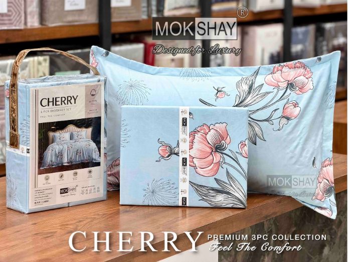 CHERRY • IDEAL FOR GIFTING 3PIECE BEDSHEET SET { 1+2 }