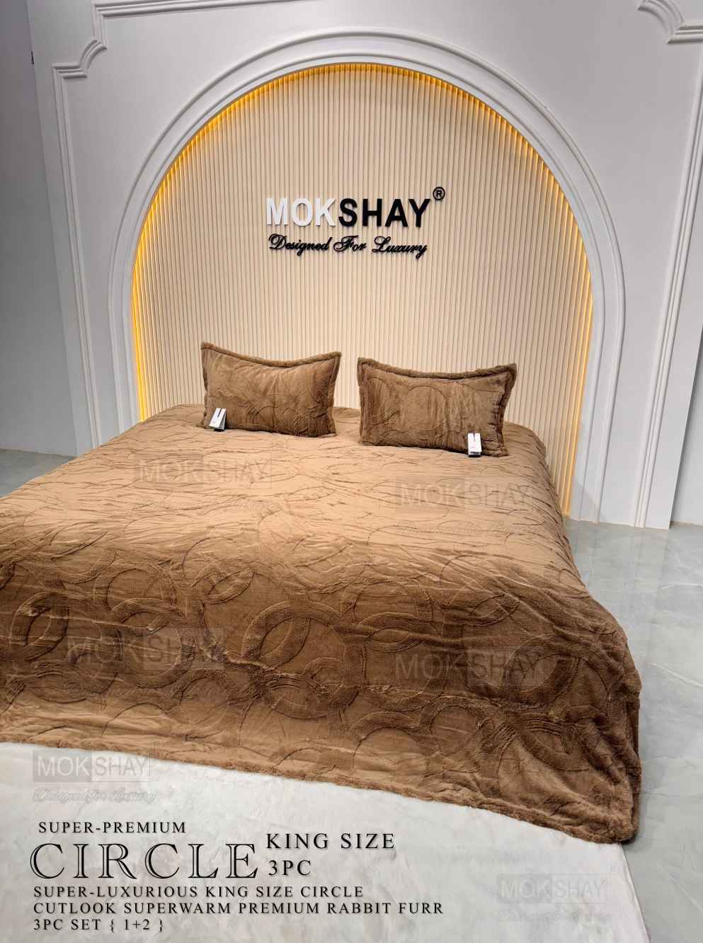CIRCLE RABBIT • PREMIUM 500GSM CUTLOOK IMPORTED RABBIT FURR WARM ANTISKID BEDSHEET SET