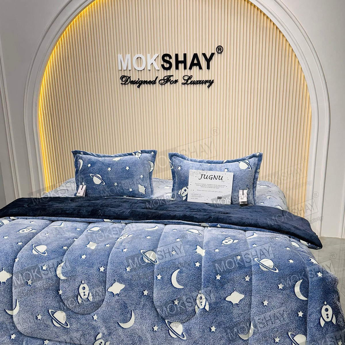 JUGNU •  GLOW PRINT GLOW IN THE DARK  WARM BEDSHEET SET { 1+2 }
