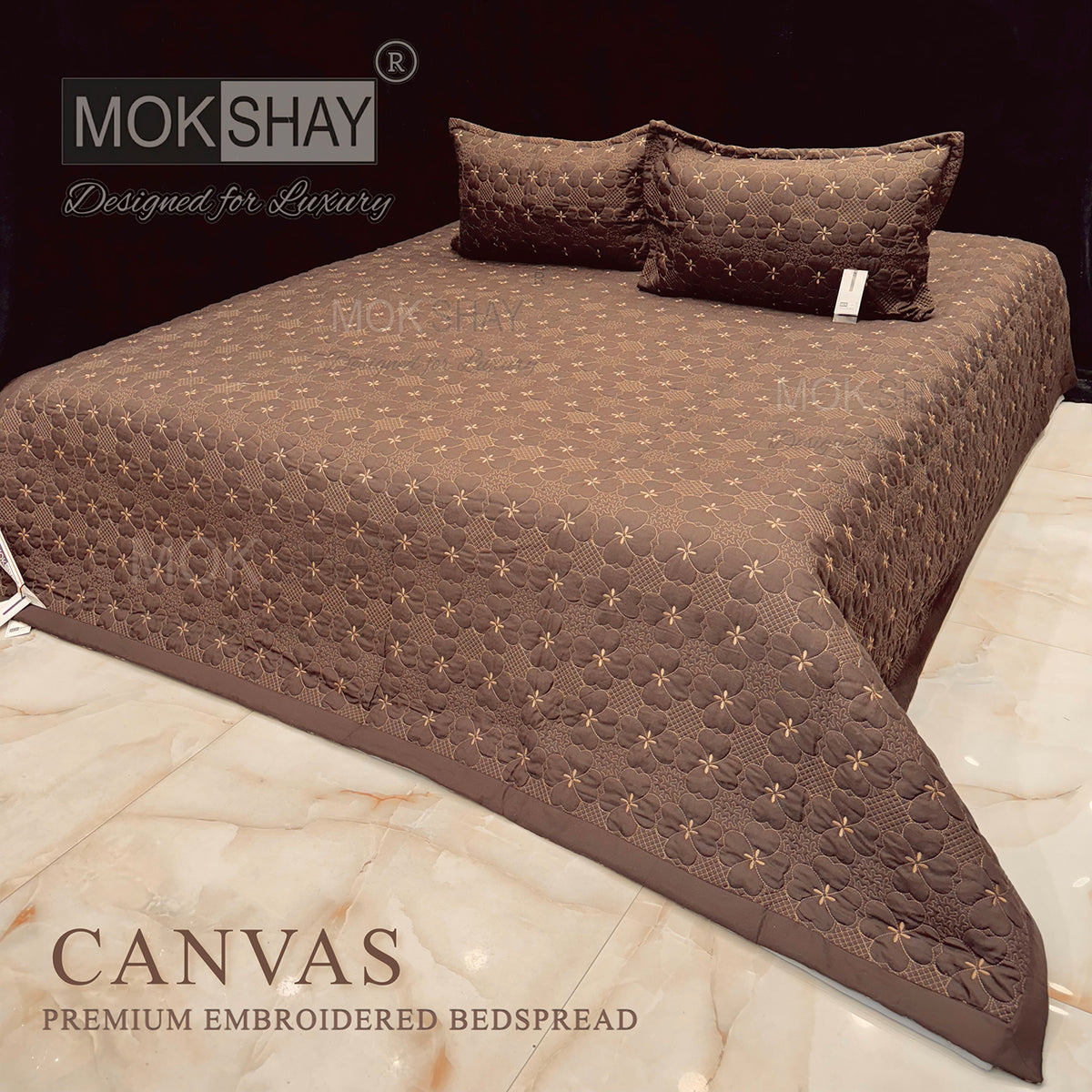 CANVAS • PREMIUM HEAVY HAND EMBROIDERED & MULTI QUILTED  BEDCOVER SET