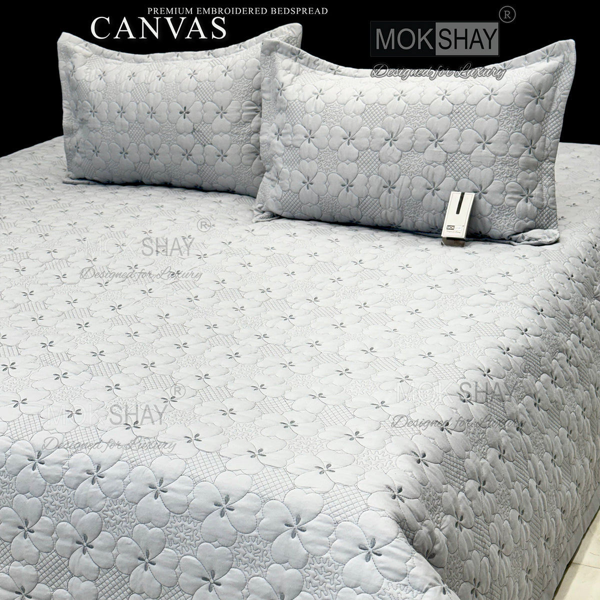CANVAS • PREMIUM HEAVY HAND EMBROIDERED & MULTI QUILTED  BEDCOVER SET