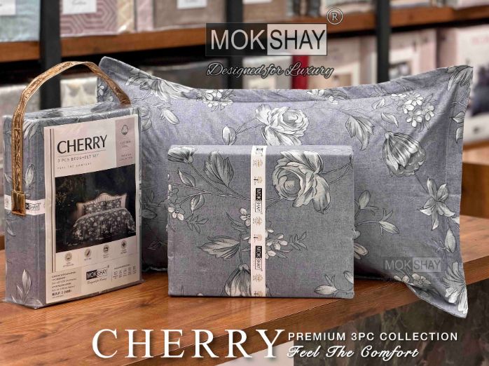 CHERRY • IDEAL FOR GIFTING 3PIECE BEDSHEET SET { 1+2 }