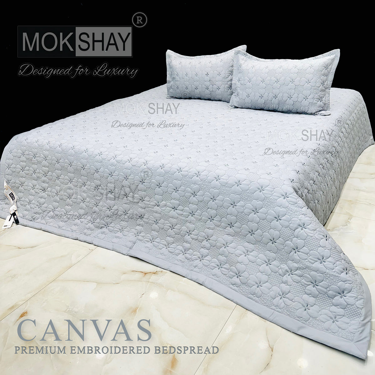 CANVAS • PREMIUM HEAVY HAND EMBROIDERED & MULTI QUILTED  BEDCOVER SET