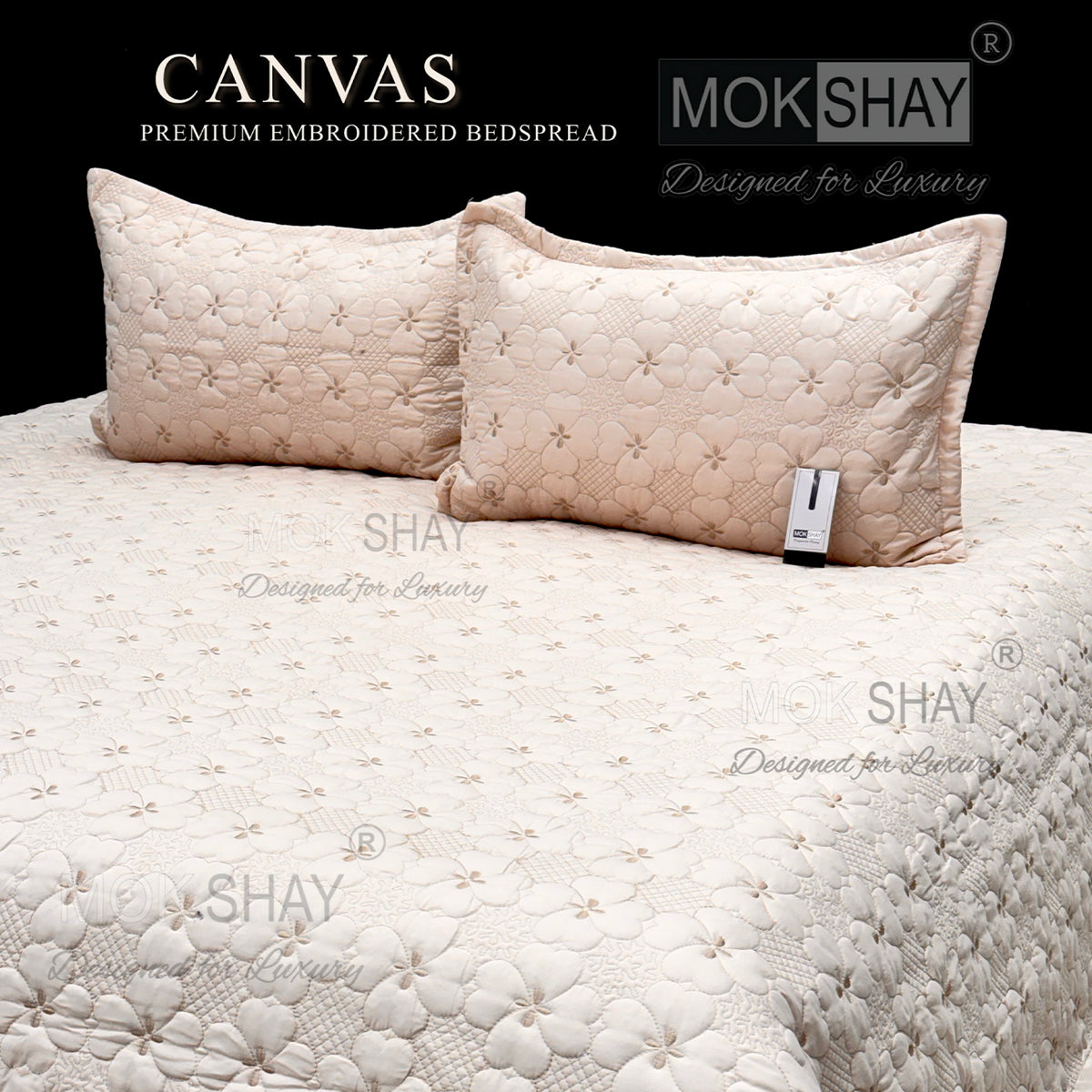 CANVAS • PREMIUM HEAVY HAND EMBROIDERED & MULTI QUILTED  BEDCOVER SET
