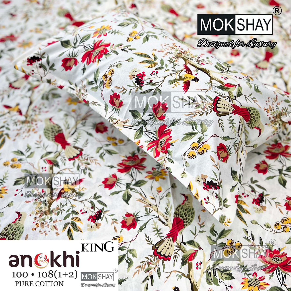 ANOKHI KING SIZE PURE COTTON BEDSHEET SET { 1+2 }