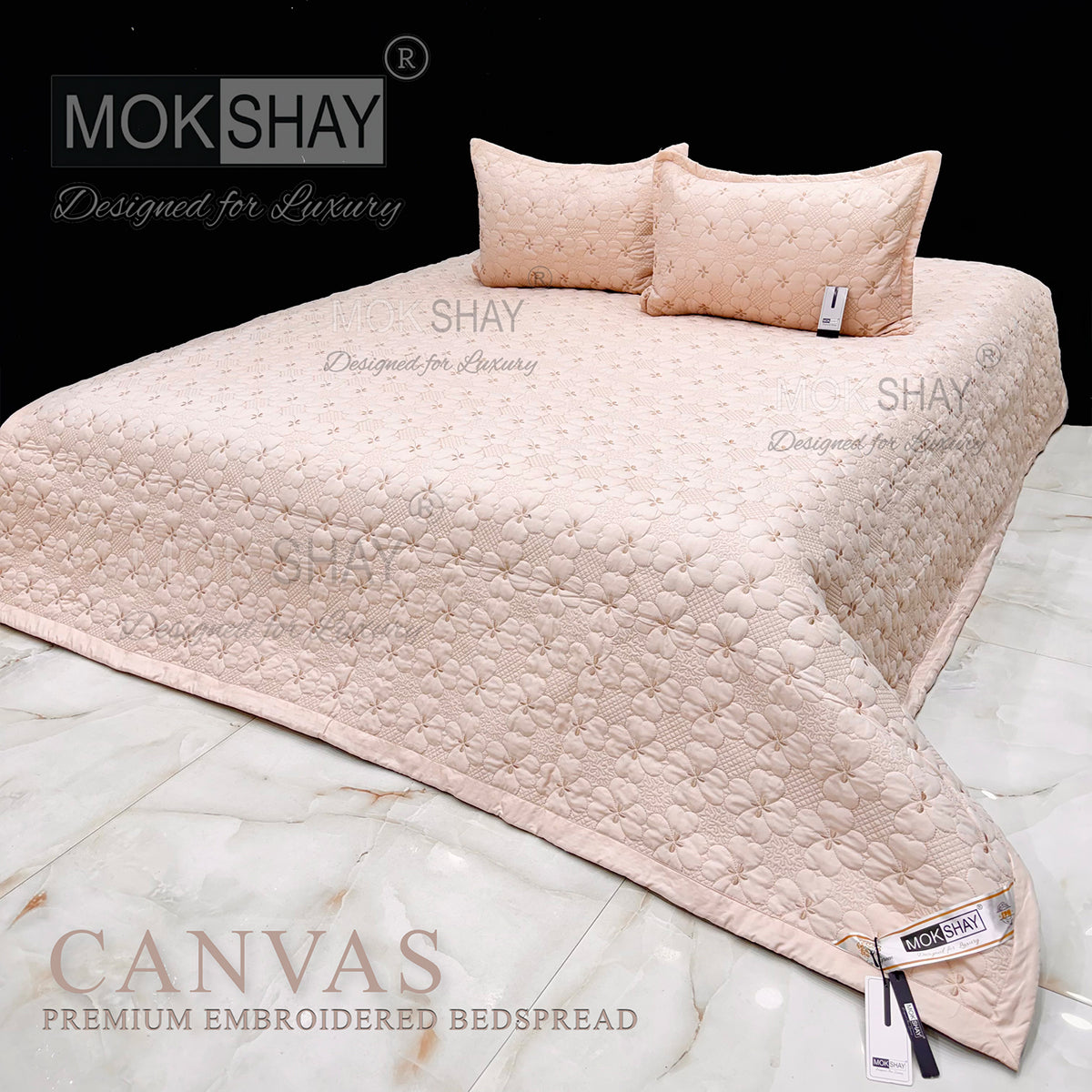 CANVAS • PREMIUM HEAVY HAND EMBROIDERED & MULTI QUILTED  BEDCOVER SET