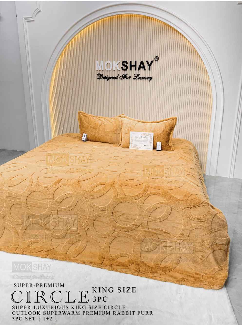 CIRCLE RABBIT • PREMIUM 500GSM CUTLOOK IMPORTED RABBIT FURR WARM ANTISKID BEDSHEET SET