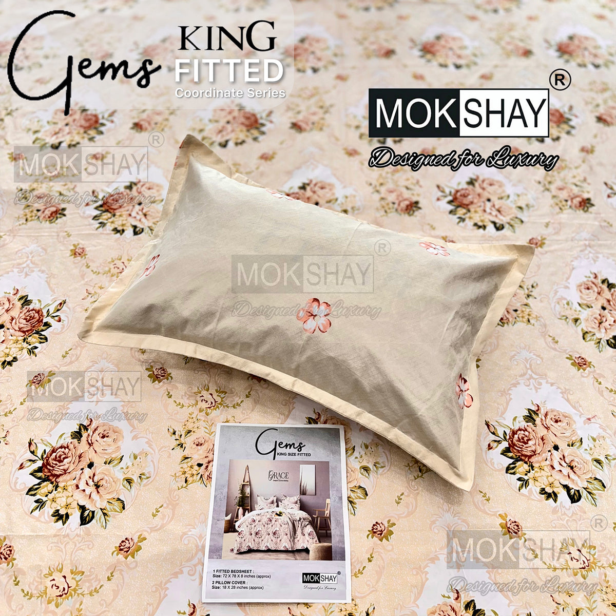 GEMS • KING SIZE 360° ELASTIC FITTED BEDSHEET SET { 1+2 }