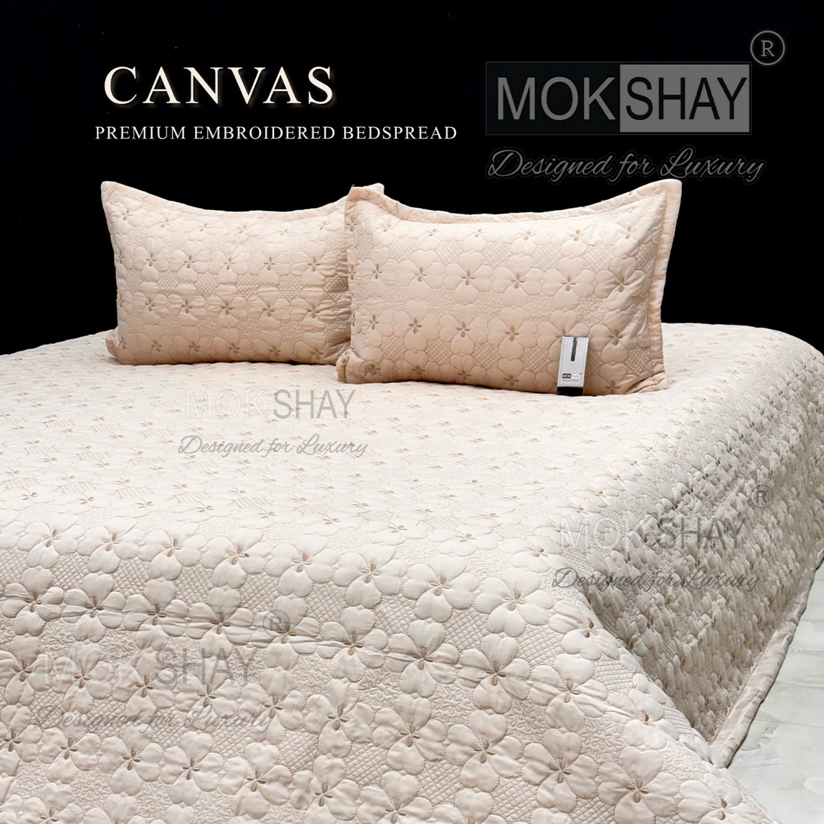 CANVAS • PREMIUM HEAVY HAND EMBROIDERED & MULTI QUILTED  BEDCOVER SET
