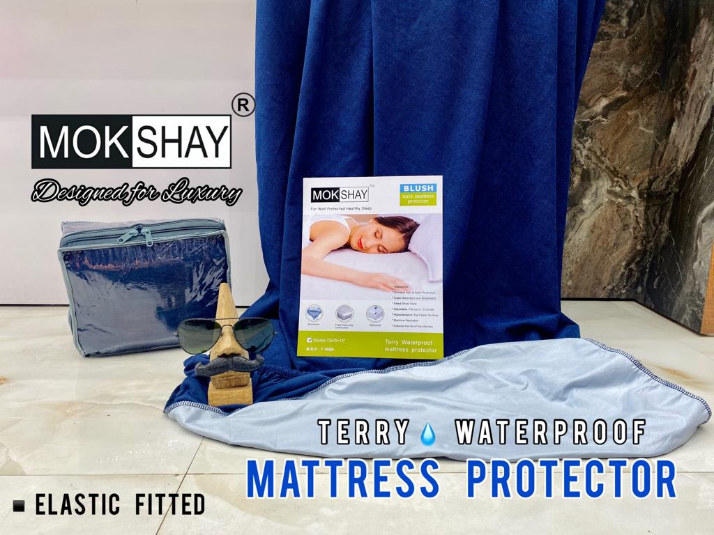 COTTON TERRY FABRIC WATERPROOF LAMINATED MATTRESS PROTECTOR WITH ELASTIC FITTED CORNERS