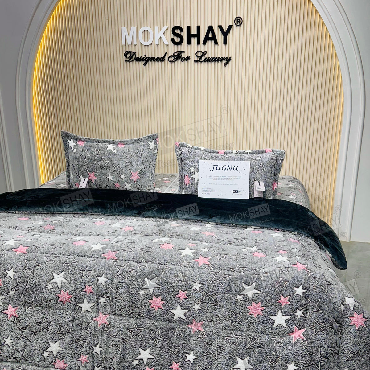 JUGNU •  GLOW PRINT GLOW IN THE DARK  WARM BEDSHEET SET { 1+2 }