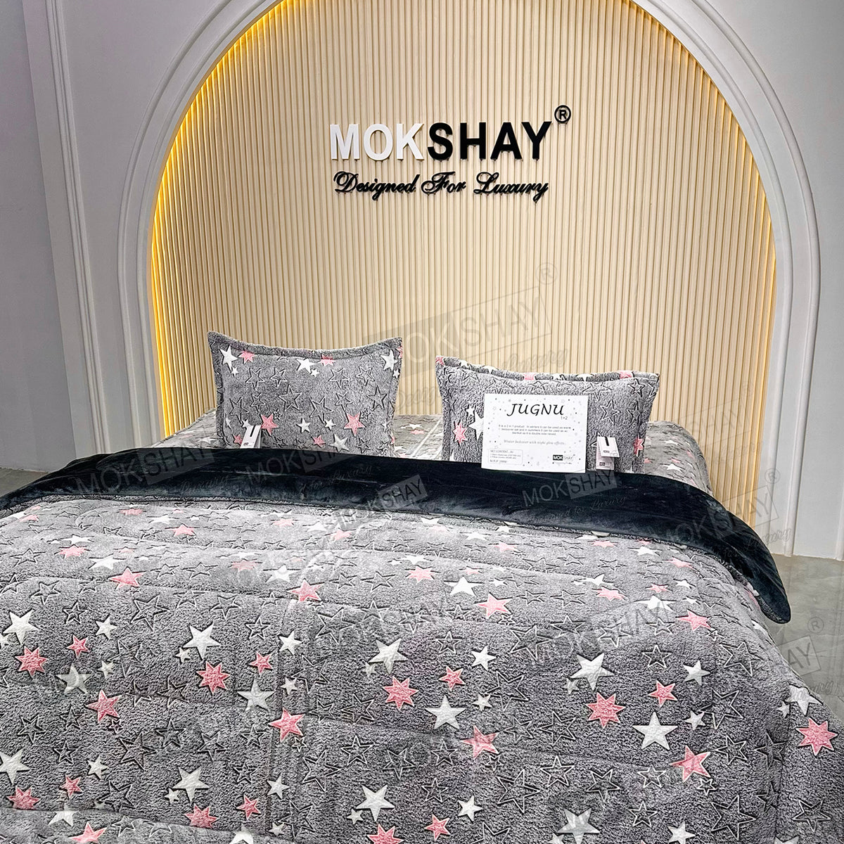 JUGNU •  GLOW PRINT GLOW IN THE DARK  WARM BEDSHEET SET { 1+2 }