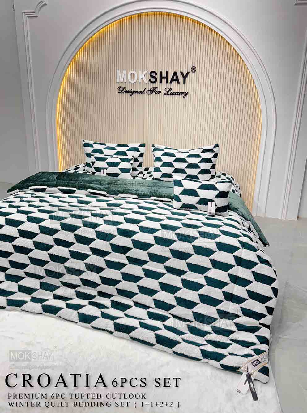 CROATIA  PREMIUM TUFTED-CUTLOOK WINTER 6PIECE QUILT BEDDING SET
