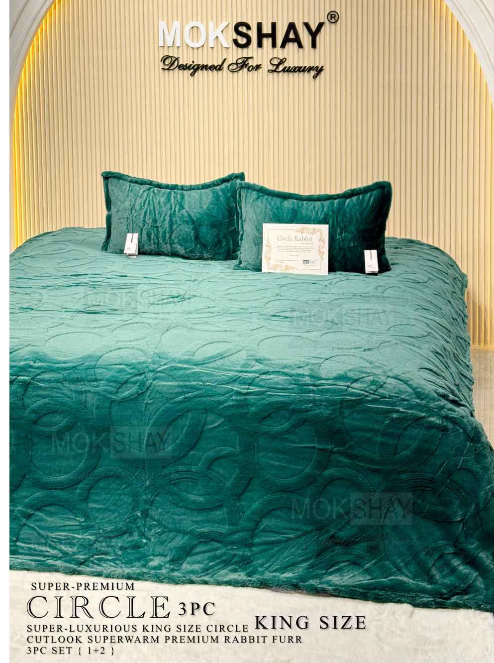 CIRCLE RABBIT • PREMIUM 500GSM CUTLOOK IMPORTED RABBIT FURR WARM ANTISKID BEDSHEET SET