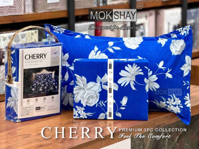CHERRY • IDEAL FOR GIFTING 3PIECE BEDSHEET SET { 1+2 }