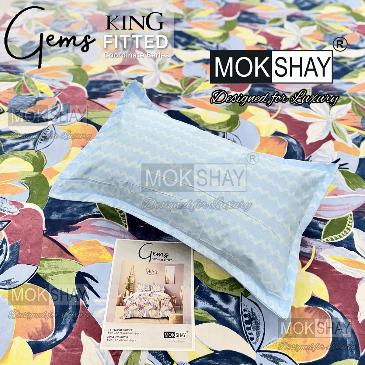 GEMS • KING SIZE 360° ELASTIC FITTED BEDSHEET SET { 1+2 }