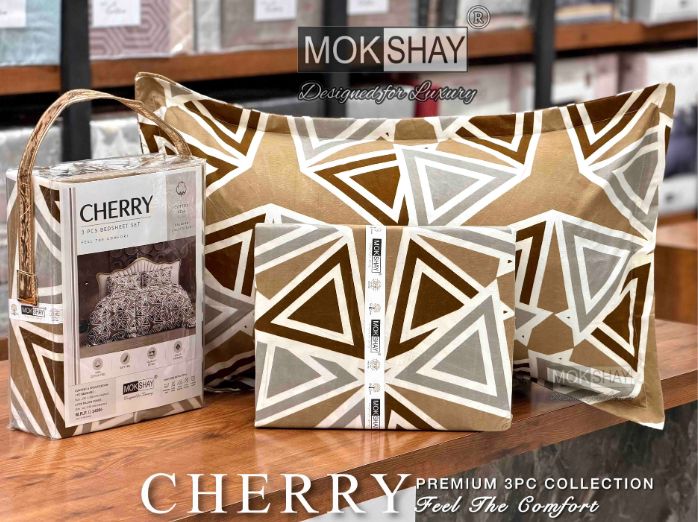 CHERRY • IDEAL FOR GIFTING 3PIECE BEDSHEET SET { 1+2 }