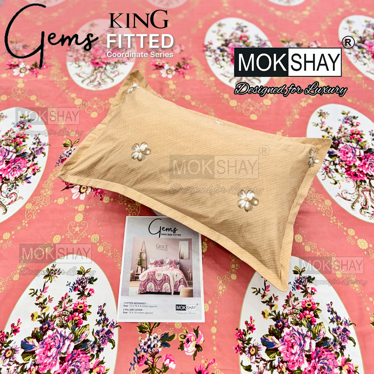 GEMS • KING SIZE 360° ELASTIC FITTED BEDSHEET SET { 1+2 }
