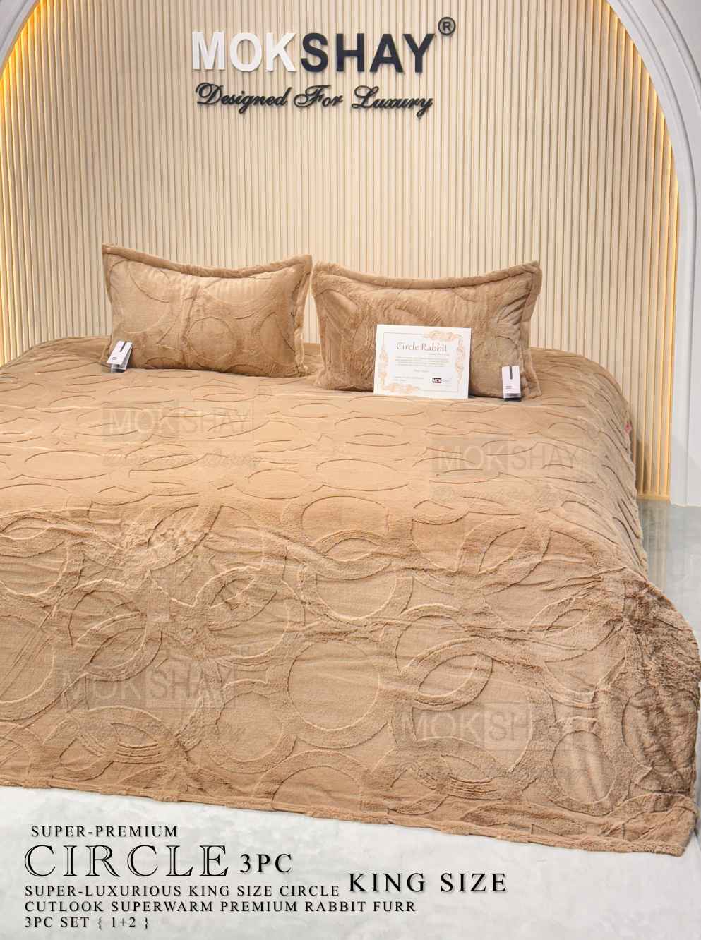 CIRCLE RABBIT • PREMIUM 500GSM CUTLOOK IMPORTED RABBIT FURR WARM ANTISKID BEDSHEET SET