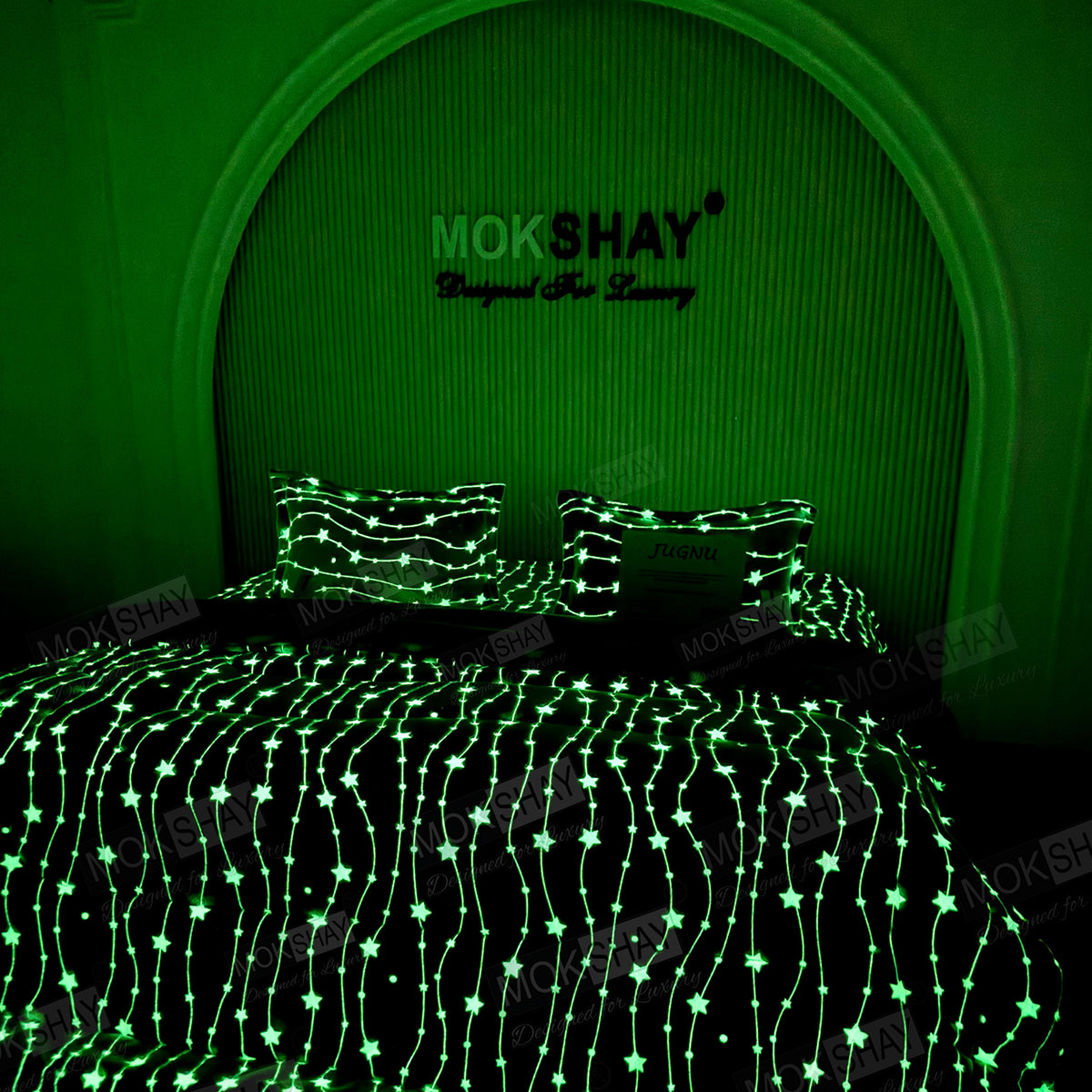 JUGNU •  GLOW PRINT GLOW IN THE DARK  WARM BEDSHEET SET { 1+2 }