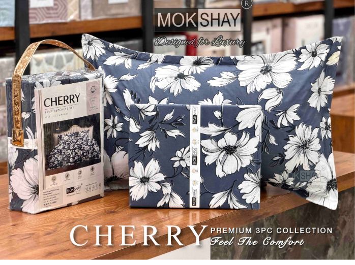 CHERRY • IDEAL FOR GIFTING 3PIECE BEDSHEET SET { 1+2 }