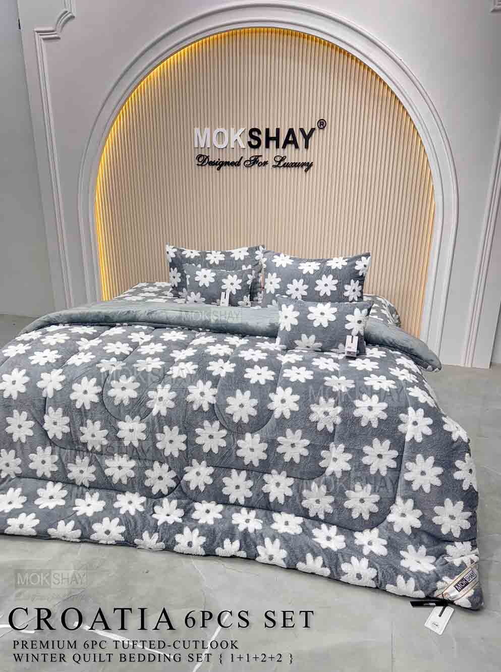 CROATIA  PREMIUM TUFTED-CUTLOOK WINTER 6PIECE QUILT BEDDING SET