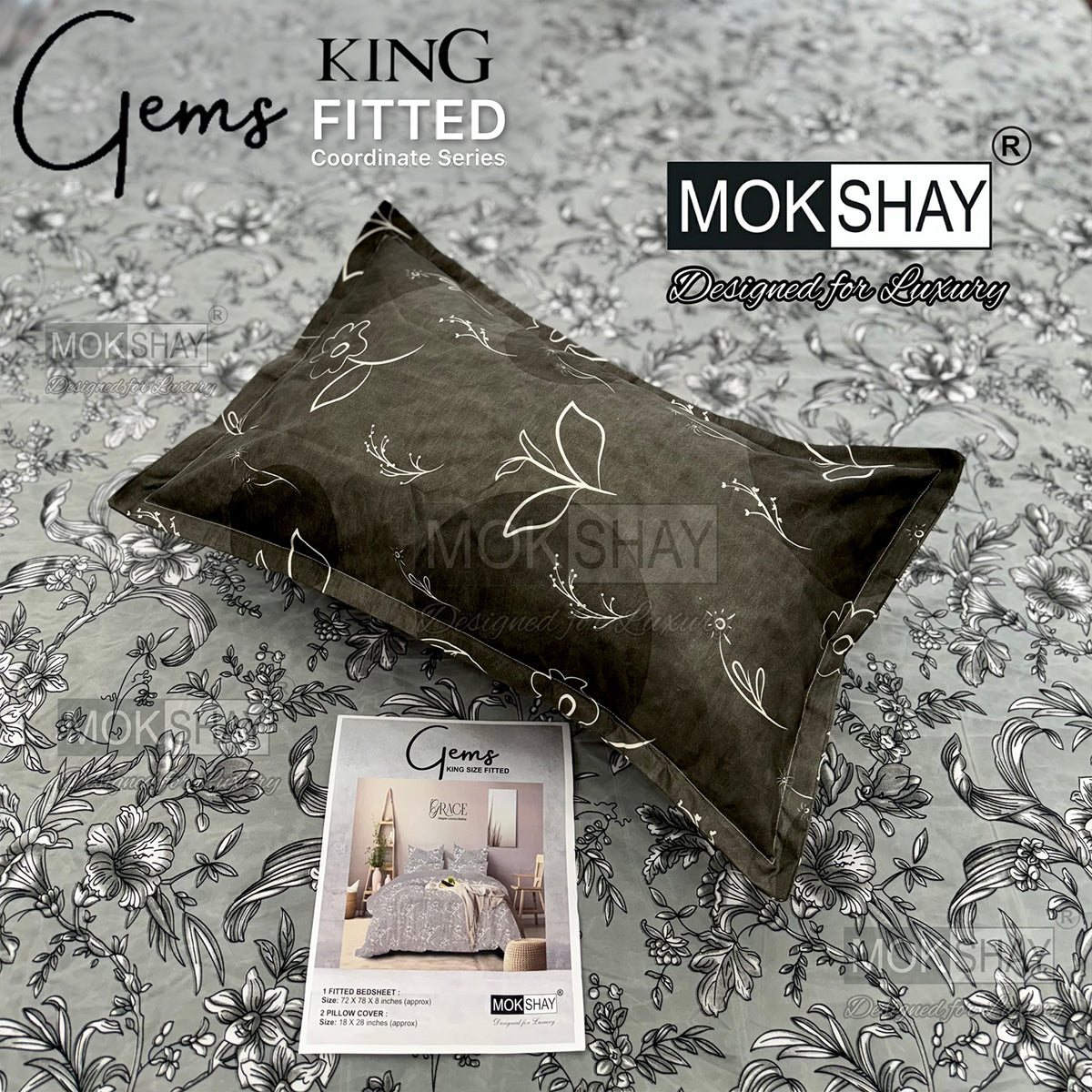 GEMS • KING SIZE 360° ELASTIC FITTED BEDSHEET SET { 1+2 }