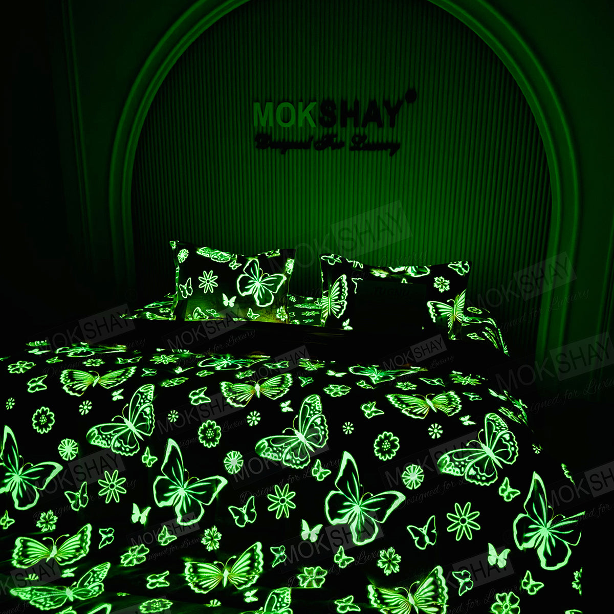 JUGNU •  GLOW PRINT GLOW IN THE DARK  WARM BEDSHEET SET { 1+2 }
