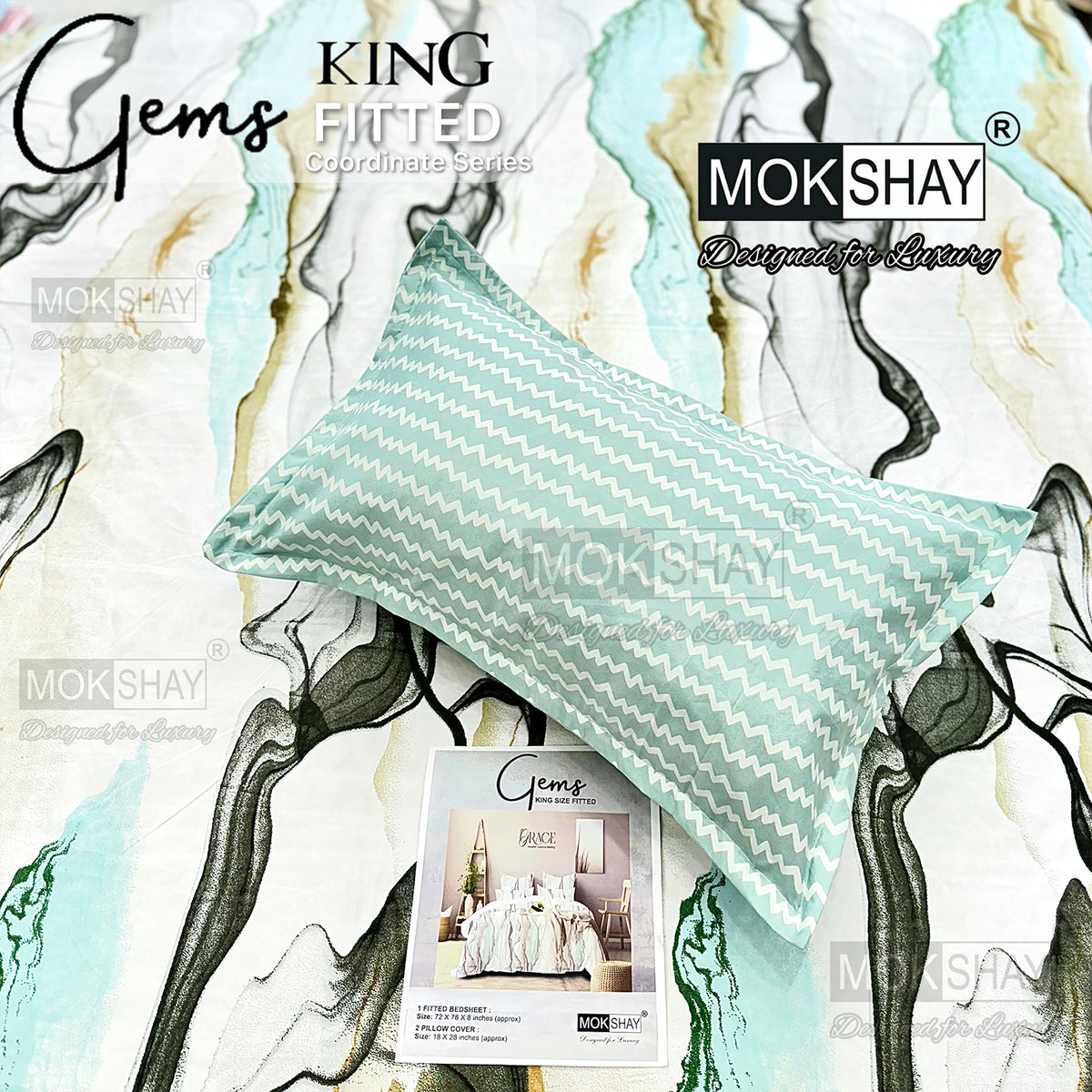 GEMS • KING SIZE 360° ELASTIC FITTED BEDSHEET SET { 1+2 }