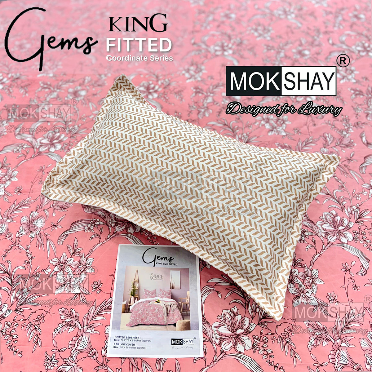 GEMS • KING SIZE 360° ELASTIC FITTED BEDSHEET SET { 1+2 }